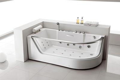 Glass front panel massage bathtub FC-254