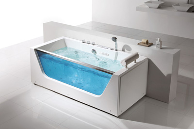 Glass front panel massage bathtub FC-252