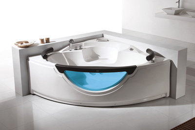 Glass front panel massage bathtub FC-206.BL