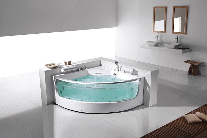 Glass front panel massage bathtub FC-253