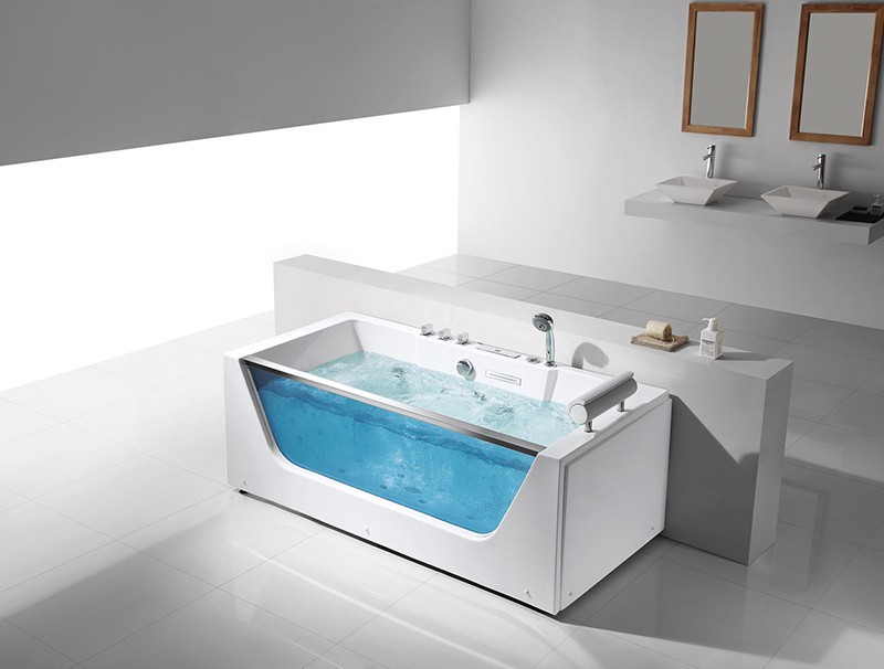 Glass front panel massage bathtub FC-252